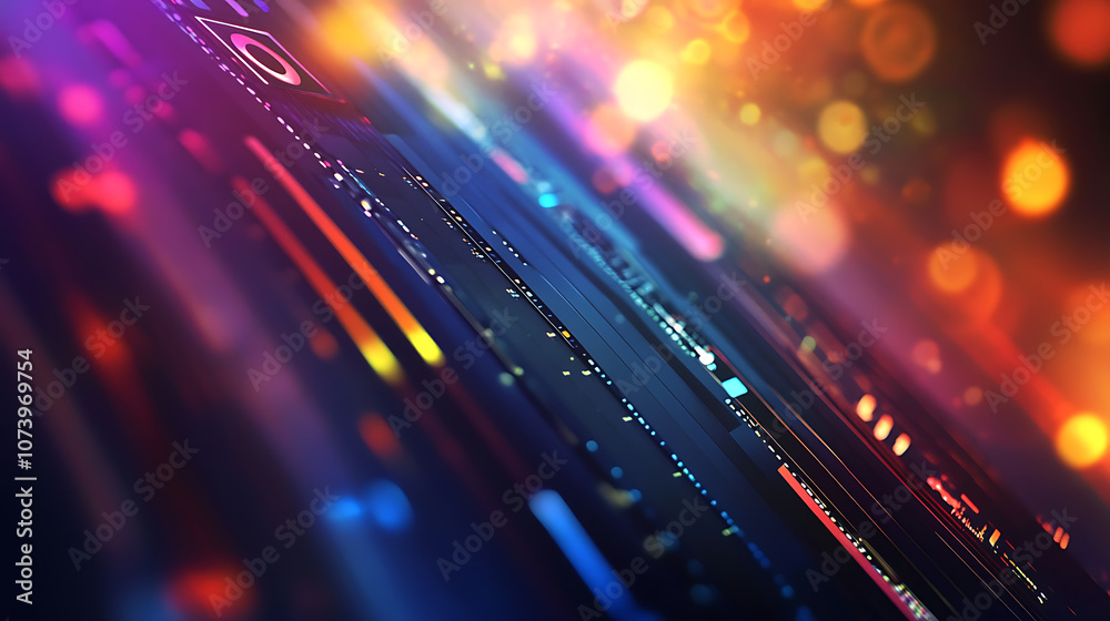 Poster 3d video editing timeline with blurred background digital illustration