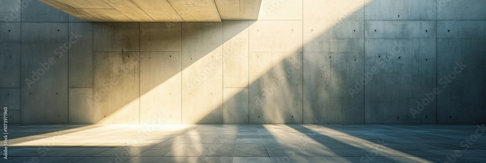 Fototapete intricate patterns of light and shadow dance across a minimalist concrete interior, creating a tranq