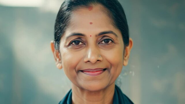 Mature indian woman smiling at the camera