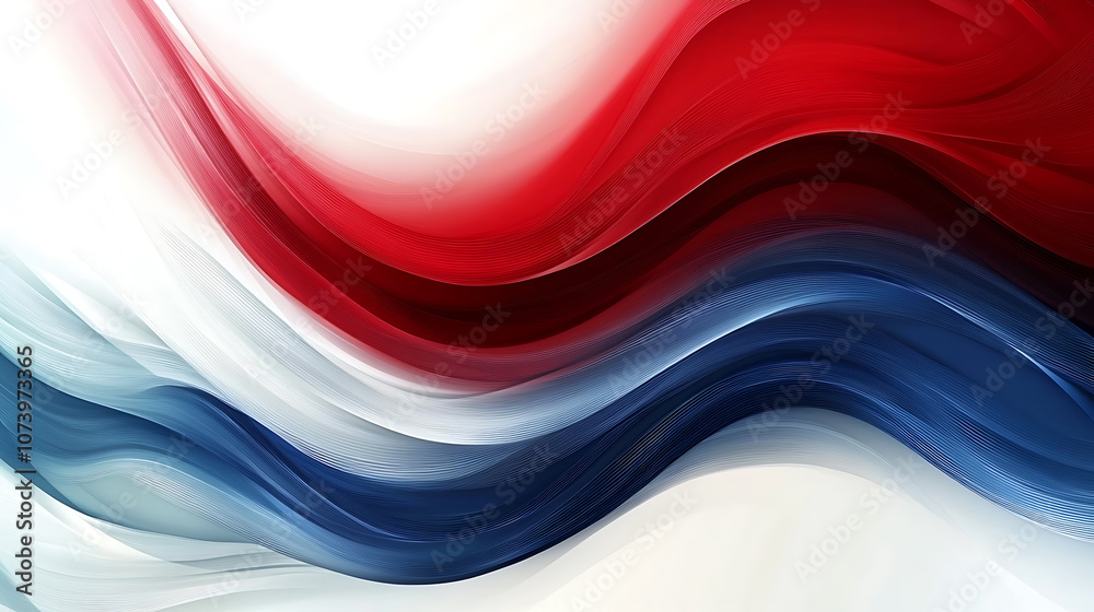 Poster abstract red, white and blue vector background with flowing lines