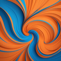 Fototapeta premium Cute orange and blue symmetrical centered swirl background
