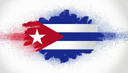 colorful flag of cuba with red white and blue star color holi paint powder explosion isolated white background cuban caribbean national europe travel and tourism concept