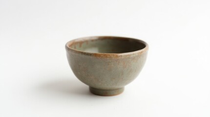 Handmade Ceramic Mug or Bowl with Unique Textures on White Background
