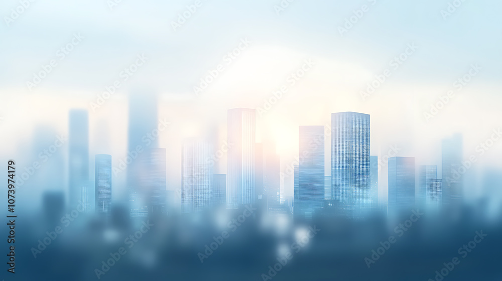 Poster blurred cityscape background with a bokeh effect a blurry urban landscape with skyscrapers and build
