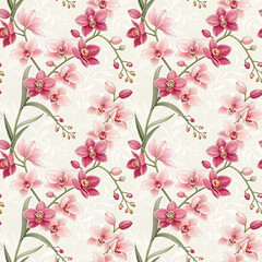Pink orchid pattern with soft floral elegance