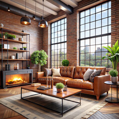 A modern industrial style living room expose