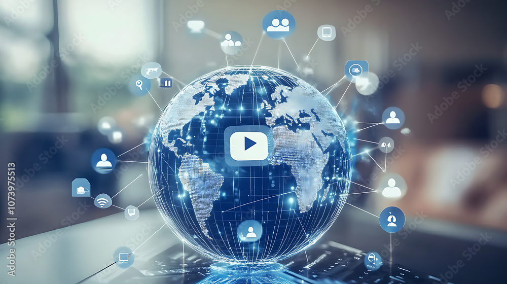 Poster Secure global network with glowing connections and padlocks cybersecurity concept digital art