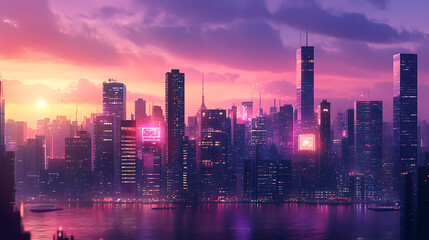 Stunning cityscape background perfect for Zoom online business meetings or video calls, featuring a vibrant urban skyline that adds a professional and modern touch to your virtual interactions