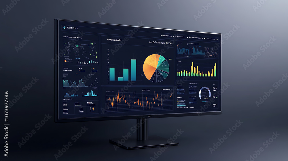 Poster Advanced wind turbine analytics dashboard with realtime performance metrics and predictive maintenance insights 3d illustration