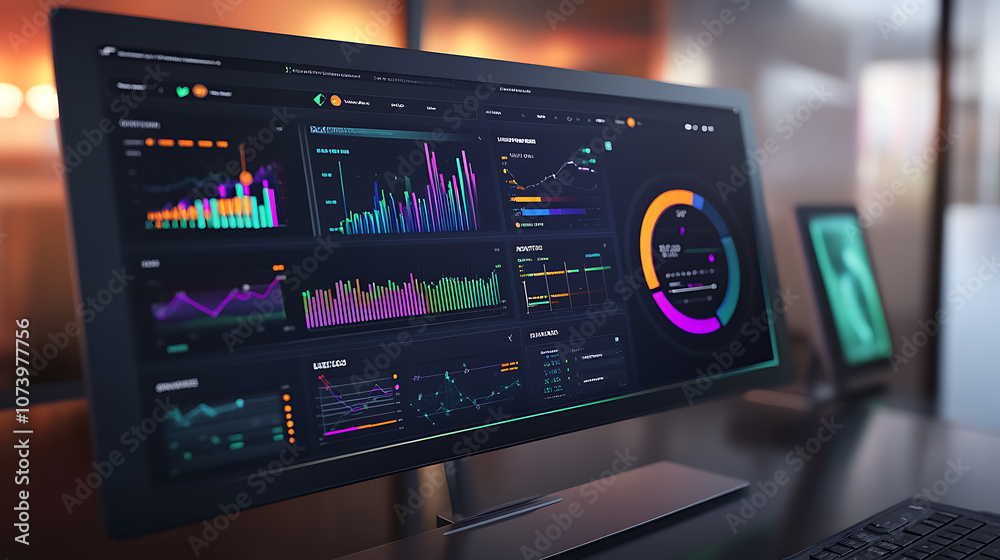 Poster Advanced wind turbine analytics dashboard with realtime performance metrics and predictive maintenance insights 3d illustration