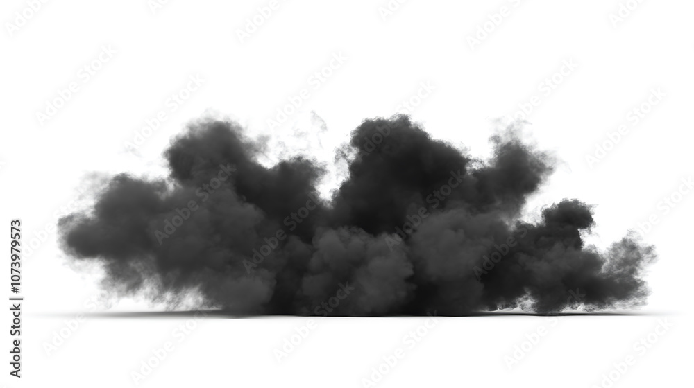 Poster explosive abstract dust cloud dynamic black powder burst on white background 3d illustration