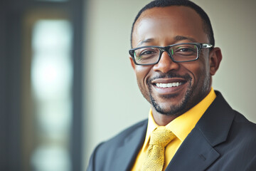 Naklejka premium portrait of a cheerful smiling businessman with modern glasess