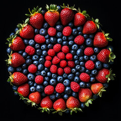 Berry Wreath Arrangement with Strawberries, Blueberries, and Raspberries