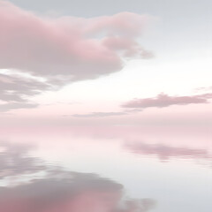 Serene Waterscape with Transcendent Pink Hues Reflecting Calming Skies