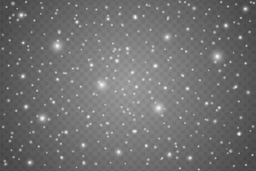 Winter snowfall background. Sparkling flying snow flakes texture.