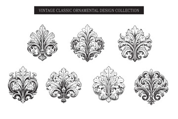 Vintage Baroque Decorative Floral Elements Pack - Classic Ornamental Design Collection