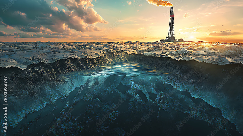Poster hydraulic fracturing: high-pressure fluid is injected to create fractures in the rock, enhancing the
