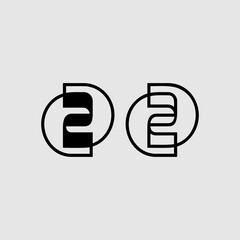 number 2 two circle minimalist logo
