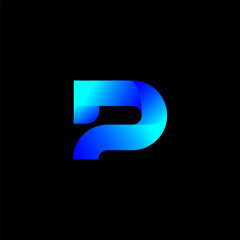 P technology modern blue minimalist logo