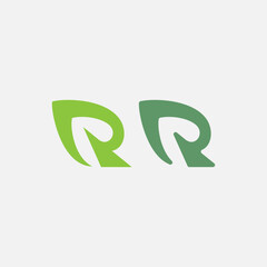 R leaf letter minimalist logo design