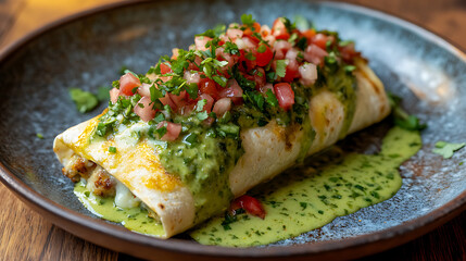 Salsa Verde-Topped Breakfast Burrito, Concept Mexican Cuisine