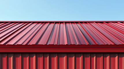 Vector illustration of red metal roof siding, depicting warehouse metal wall texture, sea cargo container wall, iron wave panels, industrial construction zinc materials