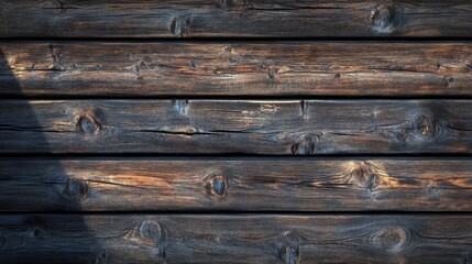 Fototapeta premium Close-up of weathered wooden planks showcasing rich textures and dark tones, perfect for rustic themes.