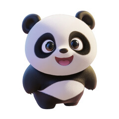 Naklejka premium Panda Cub with Black and White Fur isolated on transparent PNG background.