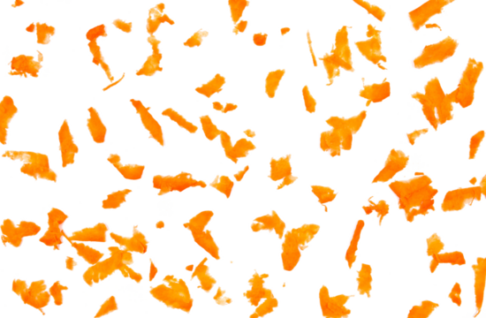 Fresh grated carrot isolated on white, background and texture