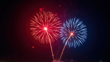 Vibrant Fireworks Exploding in the Night Sky