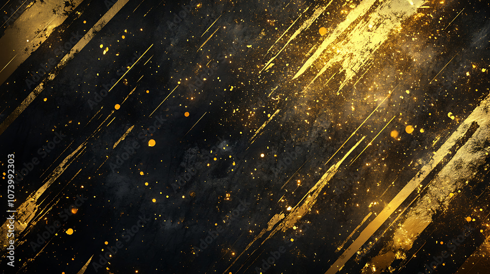 Poster luxurious black and gold background with grunge texture and shiny lines abstract digital illustratio