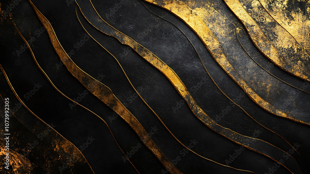 Poster luxurious black and gold background with grunge texture and shiny lines abstract digital illustratio