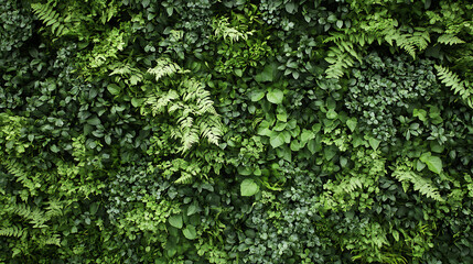 Lush tropical rainforest vegetation wall amazon or african equatorial jungle nature background