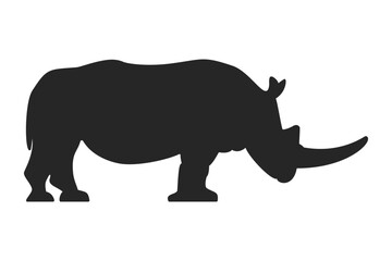 Side on view of a horned Rhinoceros or Rhino in silhouette style vector