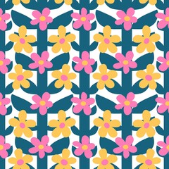 Abstract floral seamless retro flower pattern for fabrics and linens
