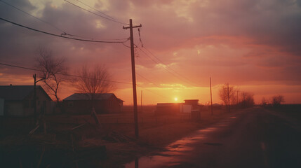 Sunset view in a distant town, very relaxing and calming atmosphere, sunset colors