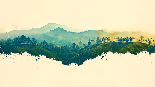 Panoramic view of lush tea plantations in munnar india travel and nature photography