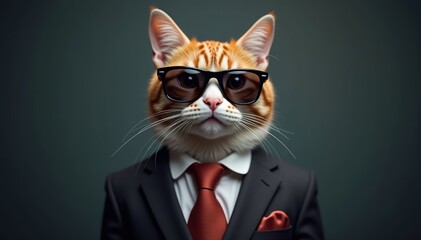 Obraz premium Feline Businessman in Stylish Attire