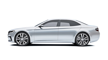 Obraz premium Silver modern sedan concept car isolated on white background