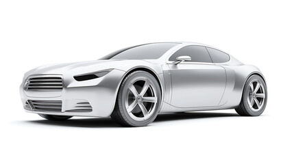 Silver modern sedan concept car isolated on white background