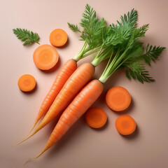 Carrot vegetables, isolated on a pastel