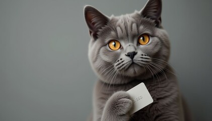 Endearing British Shorthair Cat With Card