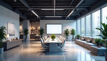 Modern Conference Room with Natural Light and Plants