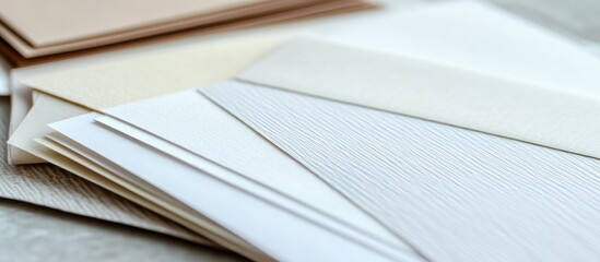 Naklejka premium Stack of textured white and beige paper.