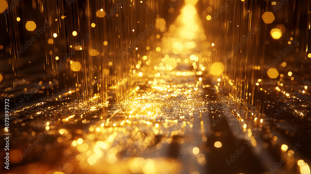 Aufkleber Data alchemy ai transmuting raw information into a shimmering stream of golden knowledge conceptual 3d illustration