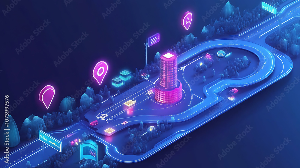 Poster Digital transformation roadmap with key milestones and objectives integrating technology into business