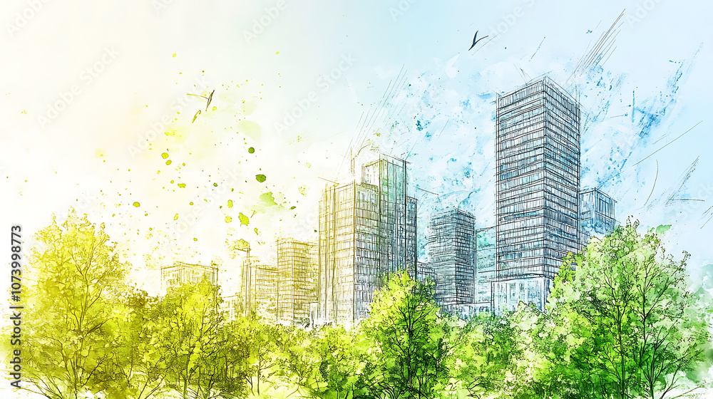 Aufkleber intricate drawing showcasing sustainable project with ecofriendly design and green solutions sketch 