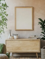 Contemporary Wooden Console Table with Wall Mirror