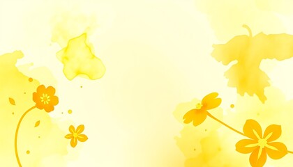Cheerful watercolor background in sunny yellow tones with gentle floral shapes, evoking warmth and positivity
