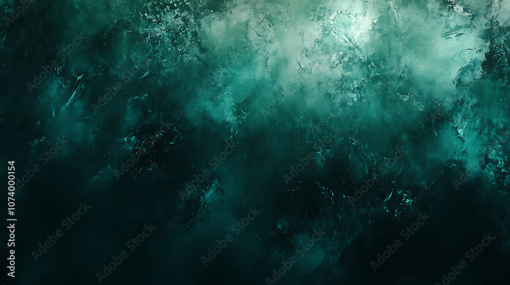 Aufkleber mysterious dark gradient background with glowing bluegreen lights abstract digital art